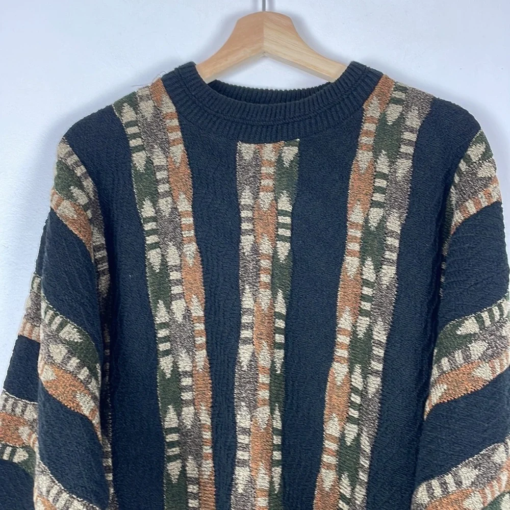 Protege Collection textured long sleeve vintage pullover multicolor sweater XL - Picture 3 of 5